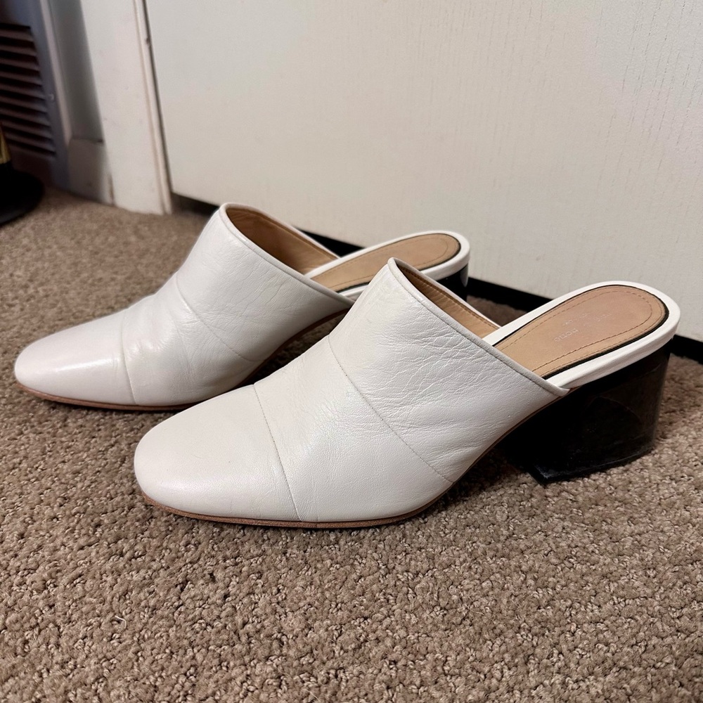 Rag & Bone Millie White Leather Heel Mule - size 38 / 8 - Picture 5 of 11